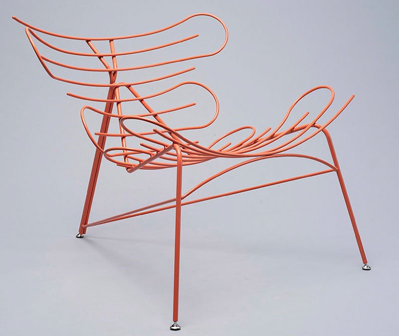 嘉合优品说设计： 明亮橙色钢丝“西诺椅”(图1)
