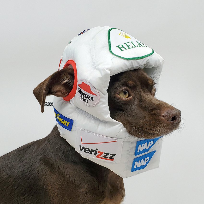 嘉合优品说设计：rajeev basu为狗狗们制造了睡觉用的豪华软头盔(图1)