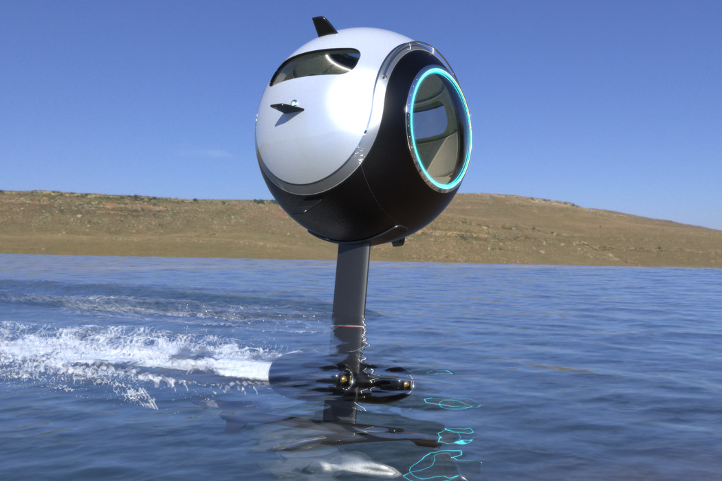 超轻碳纤维球飞行器产品设计，可以在陆上奔跑也可以在水上漂浮(图4)