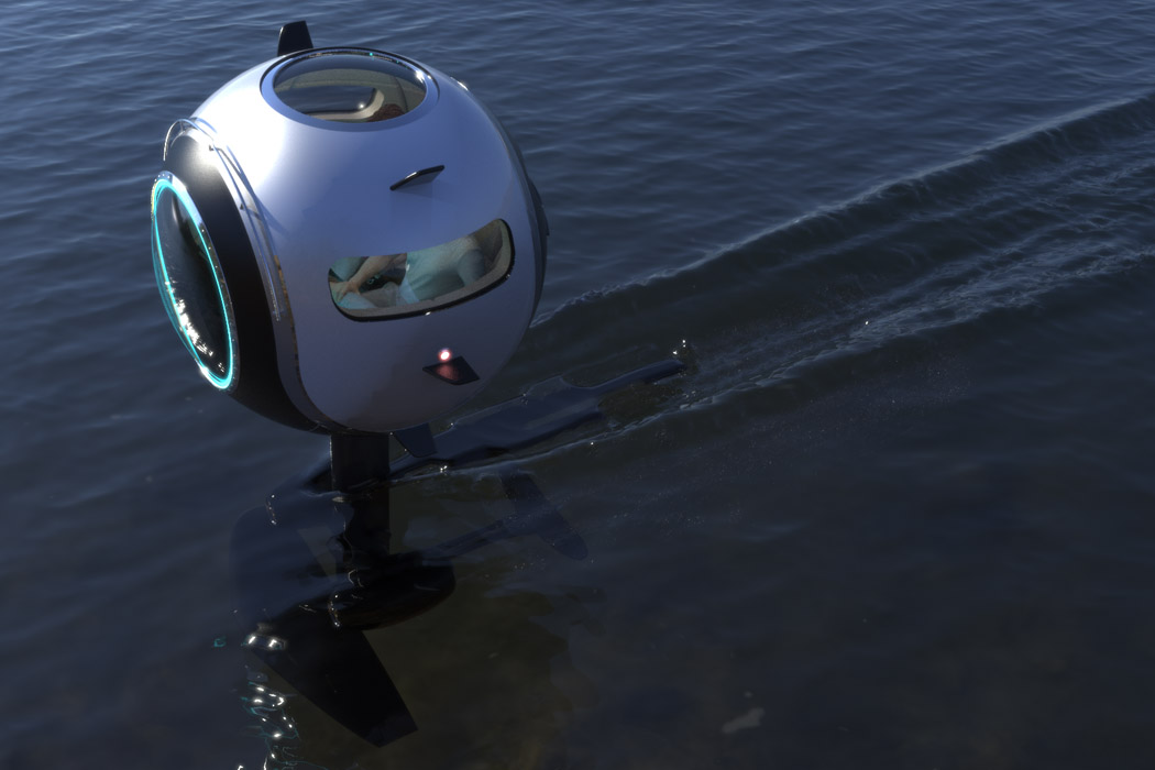超轻碳纤维球飞行器产品设计，可以在陆上奔跑也可以在水上漂浮(图3)