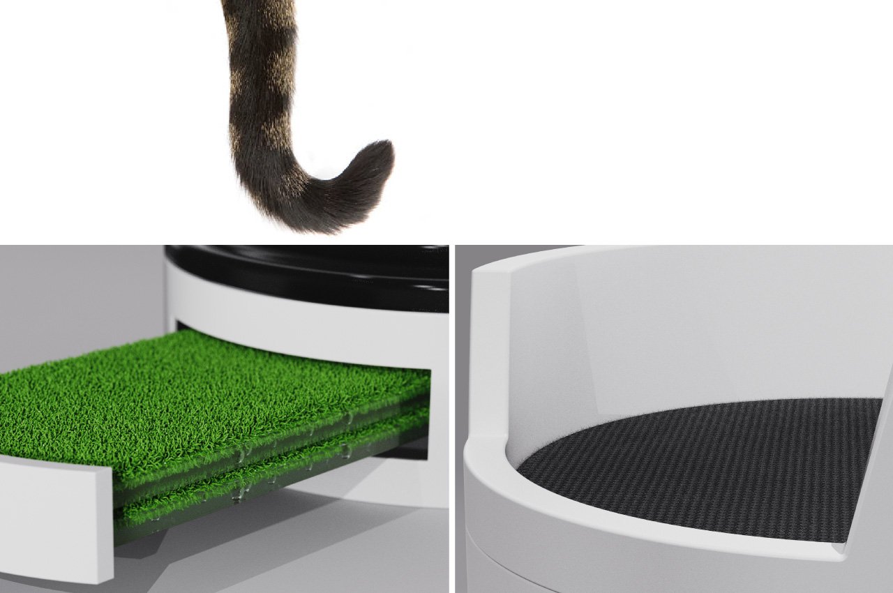 内置猫砂盒和绿色苔藓的猫塔产品设计，让你的宠物在未来风格中休闲(图6)